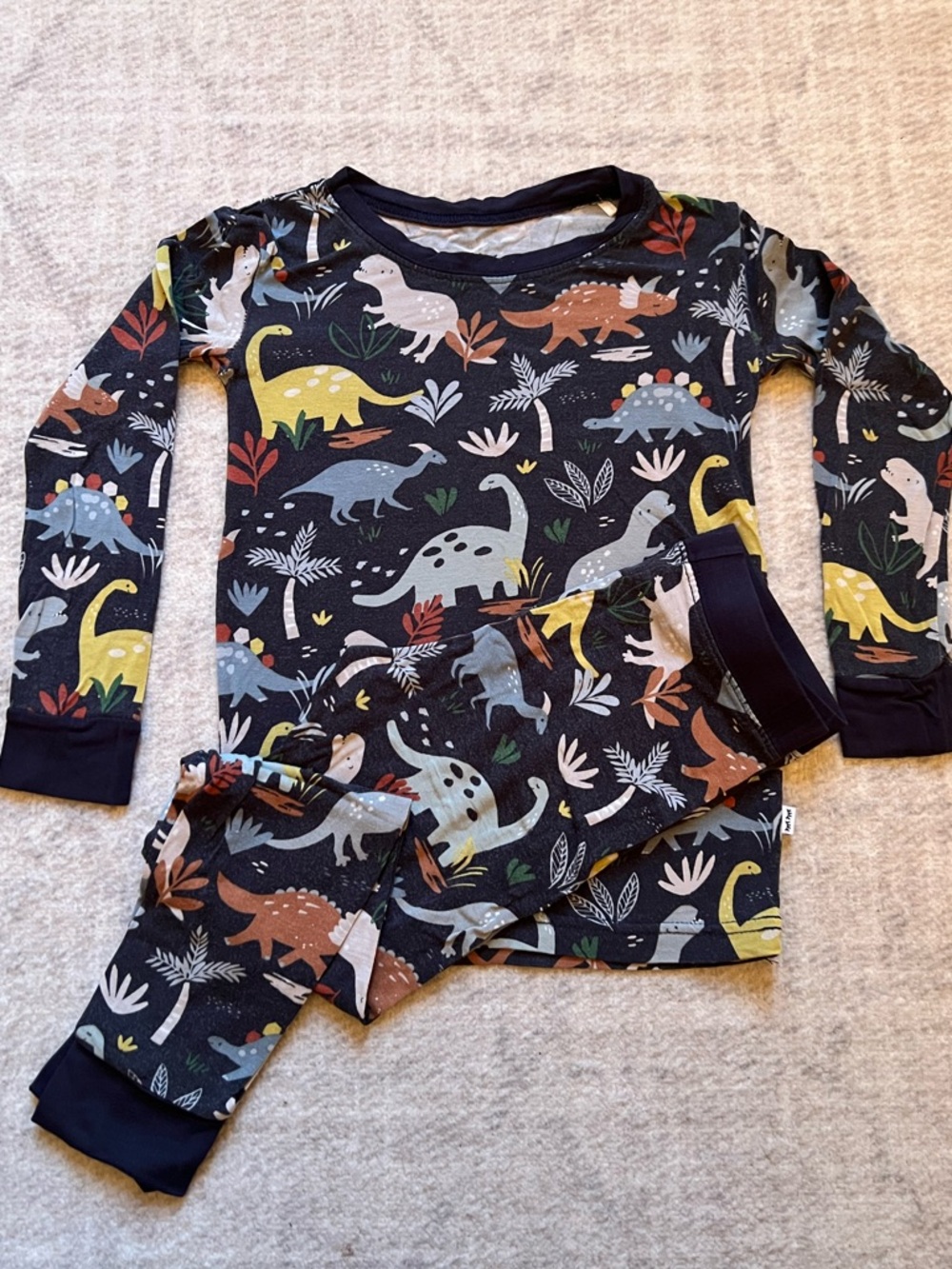 Little Sleepies Navy Jurassic Jungle Dinosaurs Bamboo Two-Piece LS Pajamas (3T)